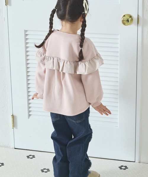 pairmanon（ペアマノン）の「裏起毛 フリル付き ノーカラー ジップブルゾン（ブルゾン・キッズ・ベージュ/ライトピンク/ブラック・110/140/130/100/90/150/120）」の10枚目の写真