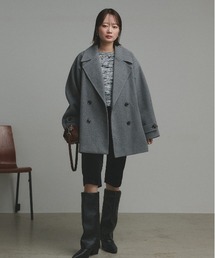 ad thie（アドティエ）の「ウールタッチ オーバーPコート ジャコット（ピーコート）」