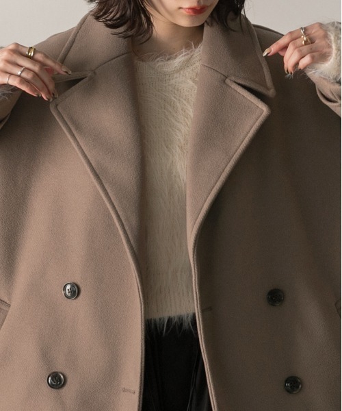 セール】ウールタッチ オーバーPコート ジャコット（ピーコート）｜ad