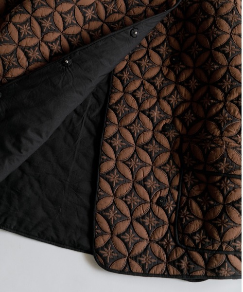 AMERICAN RAG CIE（アメリカンラグシー）の「LEIN キルトジャケット（ノーカラージャケット・レディース・ブラウン/サーモンピンク・FREE）」の9枚目の写真