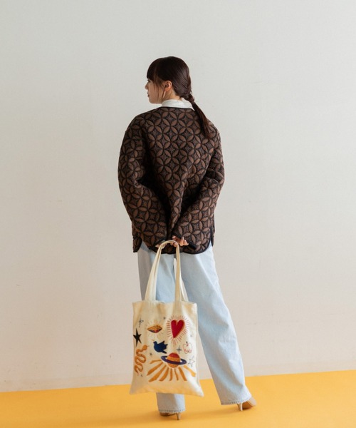 AMERICAN RAG CIE（アメリカンラグシー）の「LEIN キルトジャケット（ノーカラージャケット・レディース・ブラウン/サーモンピンク・FREE）」の18枚目の写真