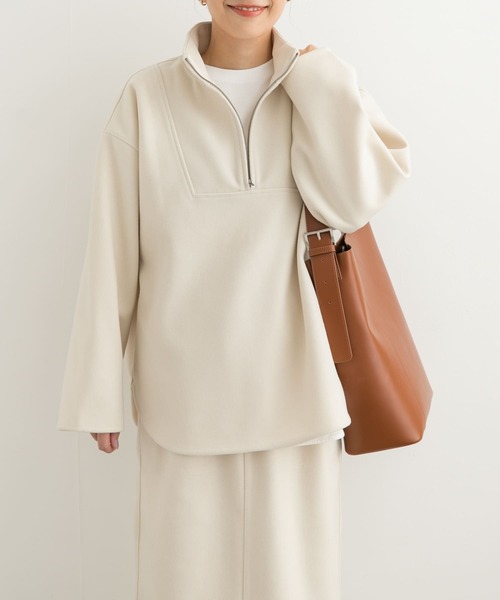 URBAN RESEARCH DOORS（アーバンリサーチドアーズ）の「『UR TECH』ハーフZIPプルオーバー（Tシャツ/カットソー・レディース・チャコールグレー/アイボリー・MEDIUM）」の18枚目の写真