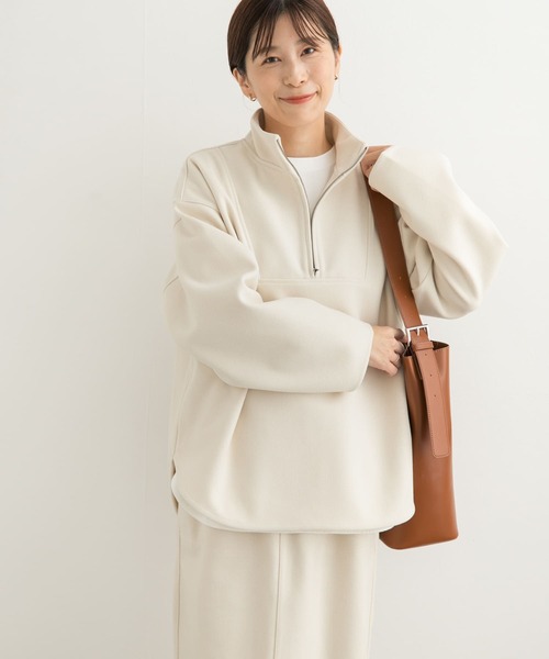 URBAN RESEARCH DOORS（アーバンリサーチドアーズ）の「『UR TECH』ハーフZIPプルオーバー（Tシャツ/カットソー・レディース・チャコールグレー/アイボリー・MEDIUM）」の19枚目の写真