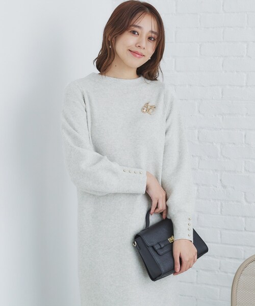 index（インデックス）の「《5color》ブローチ付き 畦編みニット