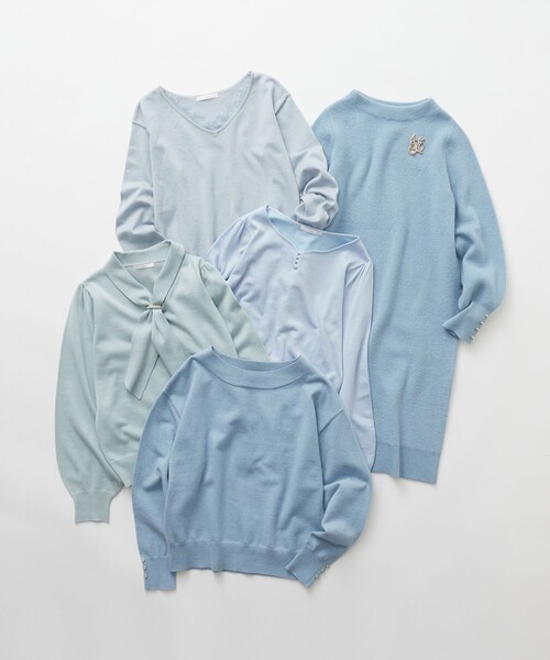 index（インデックス）の「◆《5color》ブローチ付き 畦編みニットワンピース【洗濯機洗い可】（ワンピース・レディース・ブラック系7/ベージュ/ネイビー/ライトグレー/サックスブルー系7・00）」の18枚目の写真