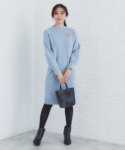 index（インデックス）の「《5color》ブローチ付き 畦編みニット