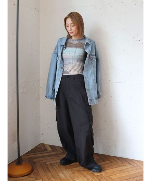 tシャツ シアープリントチュールロングスリーブTee レディース セール】シアープリントチュールロングスリーブTee（Tシャツ