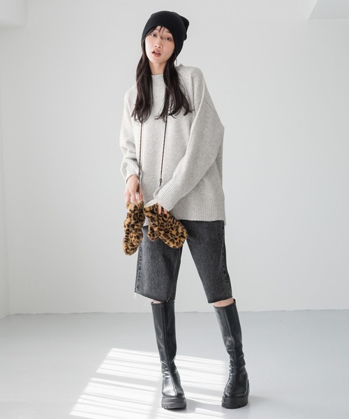 LOWRYS FARM（ローリーズファーム）の「シャギーニットワッチ 240954（キャップ・レディース・ブラック/アイボリー/レッド・FREE）」の6枚目の写真