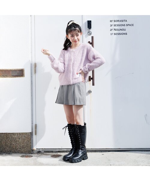 algy（アルジー）の「あったかインパンプリーツスカパン（スカート・キッズ・グレー/チェック/ネイビー・XX-SMALL/X-SMALL/SMALL/MEDIUM）」の8枚目の写真