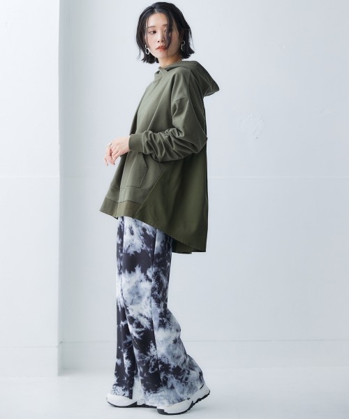 Soiunique（スワユニーク）の「ニュアンス柄ゆったりサイズ落ち感パンツ（セルフカット可） ［Soiunique］（その他パンツ・レディース・ブラック系・L/M/LL）」の4枚目の写真