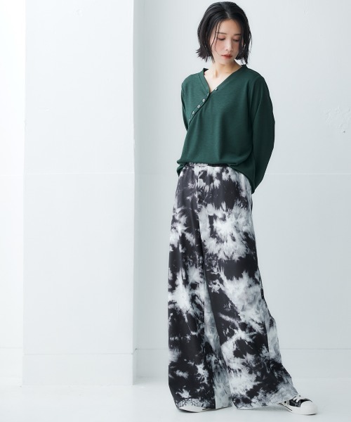 Soiunique（スワユニーク）の「ニュアンス柄ゆったりサイズ落ち感パンツ（セルフカット可） ［Soiunique］（その他パンツ・レディース・ブラック系・L/M/LL）」の5枚目の写真