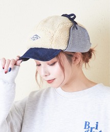 ボア×スウェット×デニムフライトキャップ