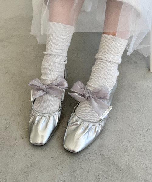 専用【新品未使用】OHGA オーガ　メリージェーン　パンプス　シルバー ベーカールー パンプス シルバー チャンキーヒール ストラップ 痛く