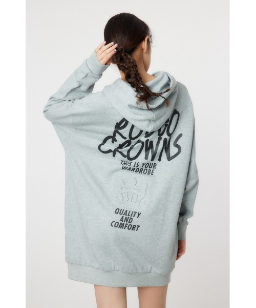 RODEO CROWNS WIDE BOWL(ロデオクラウンズワイドボウル)の「クラウンエンボス LOGO パーカーワンピース(ワンピース・レディース・ブラック/オフホワイト/サックスブルー/杢グレー・FREE)」の4枚目の写真