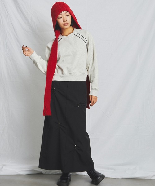 uyu.（ウユ）の「ロングイヤーフラップニットキャップマフラー（ニットキャップ/ビーニー・レディース・レッド/ブラック/アイボリー/グレー・FREE）」の12枚目の写真