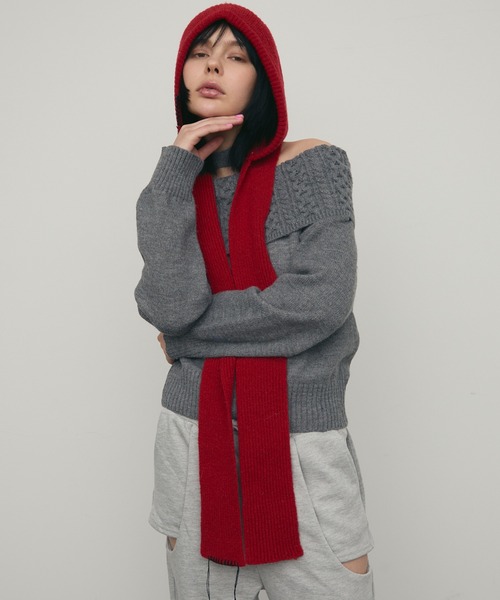 セール】ロングイヤーフラップニットキャップマフラー（ニットキャップ