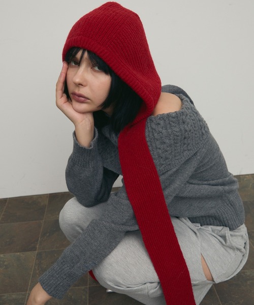 セール】ロングイヤーフラップニットキャップマフラー（ニットキャップ