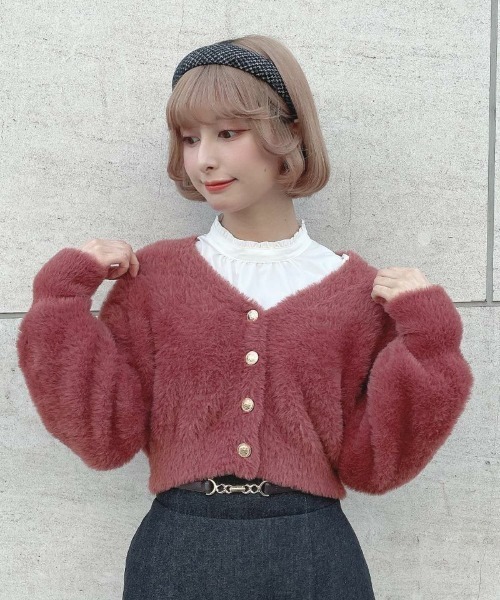 an another angelus（アンアナザーアンジェラス）の「エンブレム釦フェザーニットカーディガン/ananotherangelus（カーディガン/ボレロ・レディース・ダークグレー/アイボリー/ピンク系その他・FREE）」の22枚目の写真