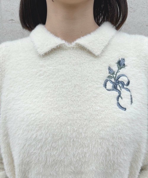 an another angelus（アンアナザーアンジェラス）の「リボンローズ刺繍フェザーニットプルオーバー/ananotherangelus（ニット/セーター・レディース・グレー×ピンク/アイボリー・FREE）」の21枚目の写真