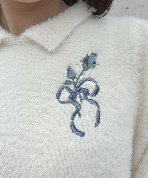 an another angelus（アンアナザーアンジェラス）の「リボンローズ刺繍フェザーニットプルオーバー/ananotherangelus（ニット/セーター・レディース・グレー×ピンク/アイボリー・FREE）」の20枚目の写真