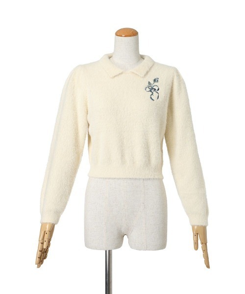 an another angelus（アンアナザーアンジェラス）の「リボンローズ刺繍フェザーニットプルオーバー/ananotherangelus（ニット/セーター・レディース・グレー×ピンク/アイボリー・FREE）」の19枚目の写真