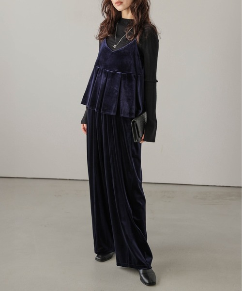 セール】ベロアキャミソール＆ワイドパンツ セットアップ