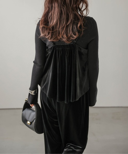 AMELY（エミリー）の「ベロアキャミソール＆ワイドパンツ セットアップ（セットアップ・レディース・ネイビー/ブラウン/ブラック・フリー）」の21枚目の写真