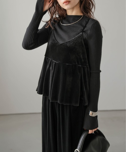 AMELY（エミリー）の「ベロアキャミソール＆ワイドパンツ セットアップ（セットアップ・レディース・ネイビー/ブラウン/ブラック・フリー）」の20枚目の写真