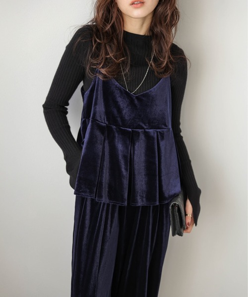 セール】ベロアキャミソール＆ワイドパンツ セットアップ