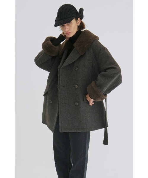ジャケット・アウター BOA COLLAR MILITARY COAT clane セール】BOA COLLAR MILITARY COAT（ピーコート）｜CLANE