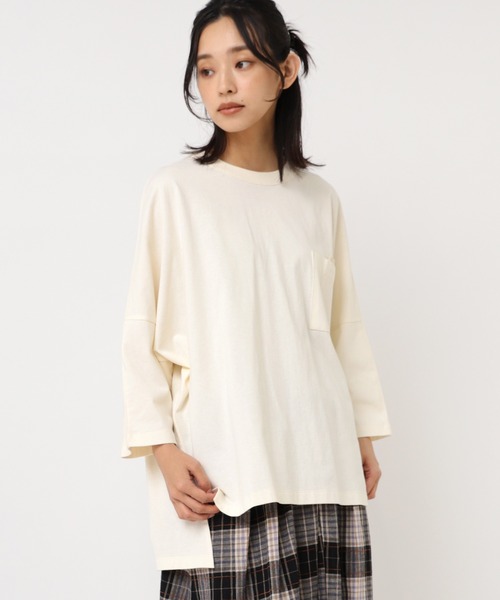 URCH RNA(アーチ アールエヌエー)の「M2373 チビ袖ドルマンポケT(Tシャツ/カットソー・レディース・ベージュ系その他/杢グレー/チャコール/グリーン・FREE)」の4枚目の写真