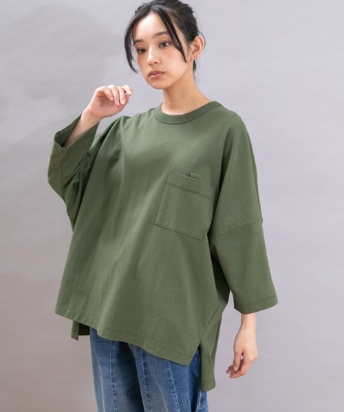 URCH RNA(アーチ アールエヌエー)の「M2373 チビ袖ドルマンポケT(Tシャツ/カットソー・レディース・ベージュ系その他/杢グレー/チャコール/グリーン・FREE)」の1枚目の写真