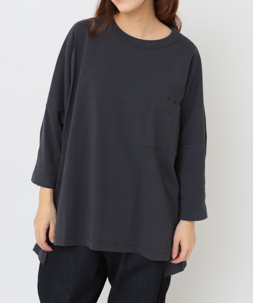 URCH RNA(アーチ アールエヌエー)の「M2373 チビ袖ドルマンポケT(Tシャツ/カットソー・レディース・ベージュ系その他/杢グレー/チャコール/グリーン・FREE)」の3枚目の写真
