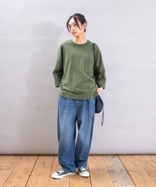 URCH RNA(アーチ アールエヌエー)の「M2373 チビ袖ドルマンポケT(Tシャツ/カットソー・レディース・ベージュ系その他/杢グレー/チャコール/グリーン・FREE)」の10枚目の写真