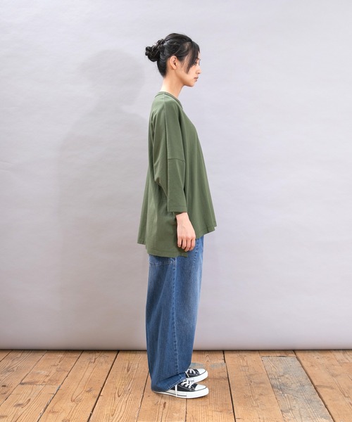 URCH RNA(アーチ アールエヌエー)の「M2373 チビ袖ドルマンポケT(Tシャツ/カットソー・レディース・ベージュ系その他/杢グレー/チャコール/グリーン・FREE)」の5枚目の写真