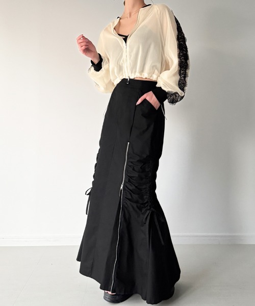 【未使用近】定価¥16,500 光沢感◎ゴールドジップ袖リブシアーブルゾン Sears(シアーズ) 60-70s 黒タグ PERMA PREST コットンポリ 襟芯