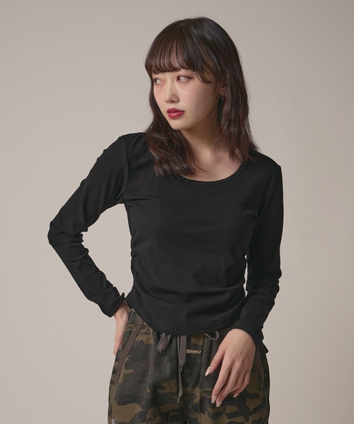 lig. デザイントップス △Side Gather Lace Tops / サイドギャザーレーストップス（T