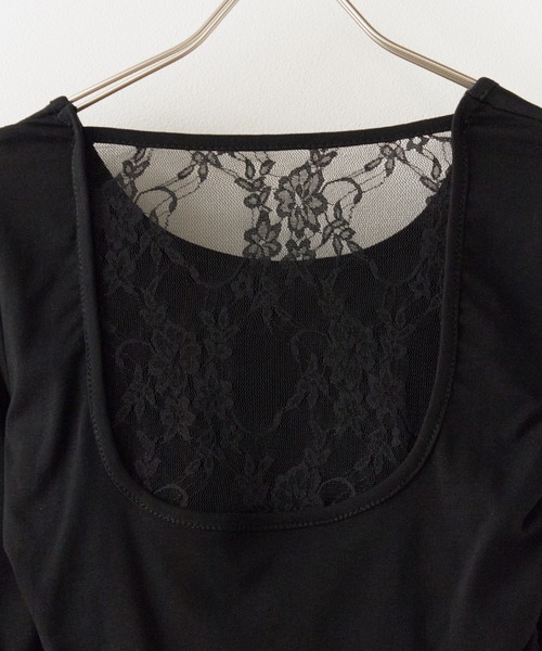 BLANK (ブランク)の「▲Side Gather Lace Tops / サイドギャザーレーストップス(Tシャツ/カットソー・レディース・グレー/ブラック/ホワイト・FREE)」の10枚目の写真