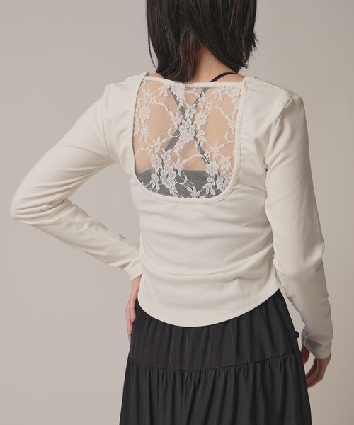 △Side Gather Lace Tops / サイドギャザーレーストップス（T
