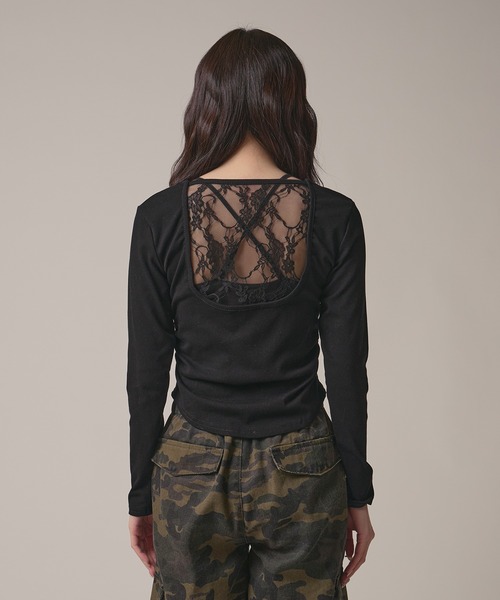 △Side Gather Lace Tops / サイドギャザーレーストップス（T