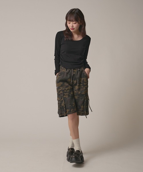 BLANK (ブランク)の「▲Side Gather Lace Tops / サイドギャザーレーストップス(Tシャツ/カットソー・レディース・グレー/ブラック/ホワイト・FREE)」の21枚目の写真