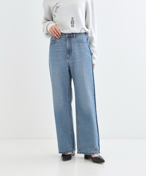 Cutie Blonde（キューティーブロンド）の「◆【洗える/S-LL/股上深め】デニムワイドパンツ（デニムパンツ・レディース・ブルー系4/ネイビー・01/02/03/04）」の3枚目の写真