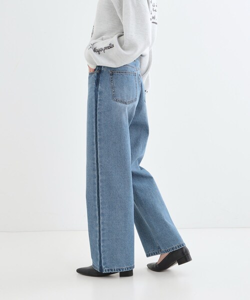 Cutie Blonde（キューティーブロンド）の「◆【洗える/S-LL/股上深め】デニムワイドパンツ（デニムパンツ・レディース・ブルー系4/ネイビー・01/02/03/04）」の4枚目の写真