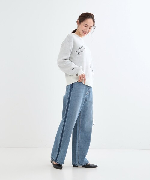 Cutie Blonde（キューティーブロンド）の「◆【洗える/S-LL/股上深め】デニムワイドパンツ（デニムパンツ・レディース・ブルー系4/ネイビー・01/02/03/04）」の5枚目の写真