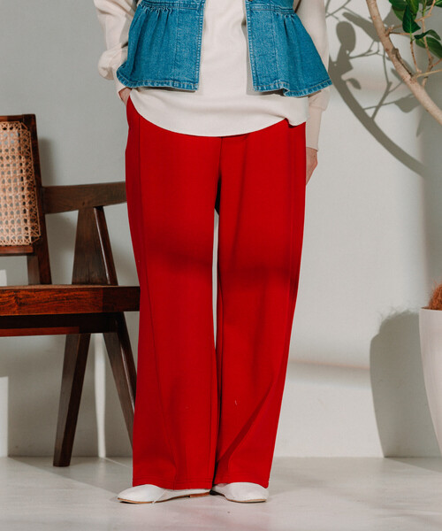 FREAK'S STORE（フリークスストア）の「ボンディングカーブワイド スウェットパンツ（スウェットパンツ・レディース・オフホワイト/レッド/ライトグレー/ブラック・ﾌﾘ-）」の4枚目の写真