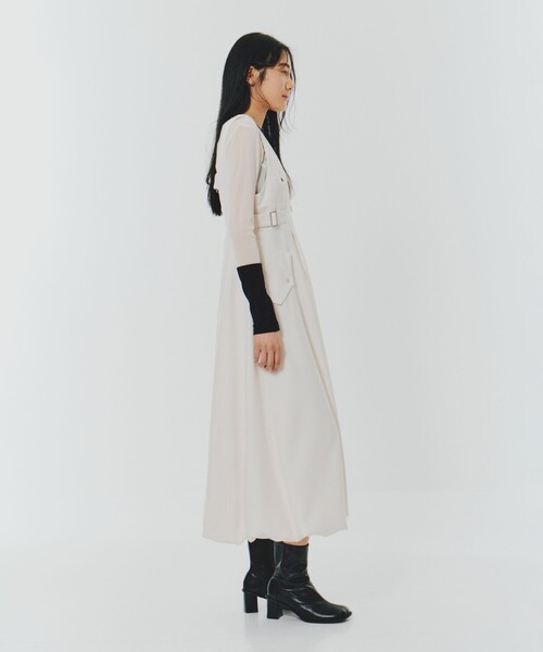 UNITED TOKYO(ユナイテッドトウキョウ)の「【残りわずか!】バルーンクリアジャンパースカート|防シワ/春服(ワンピース・レディース・ブラウン/ホワイト・1/2)」の8枚目の写真