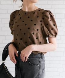パフスリーブ」に該当するトップス（ドット柄）ファッション通販