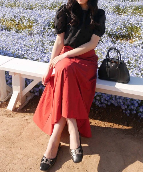 aquagarage（アクアガレージ）の「ドット柄パフスリーブシアーブラウス（シャツ/ブラウス・レディース・ホワイト/ブラック/カーキ・M/L）」の11枚目の写真