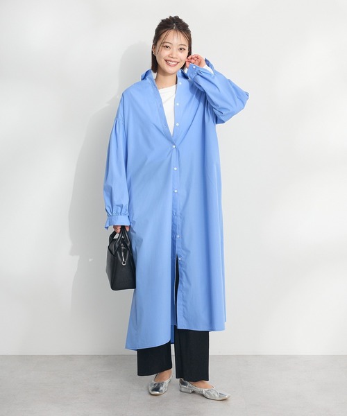 CRAFT STANDARD BOUTIQUE（クラフトスタンダードブティック）の「イージーケアシャツワンピース ◆（シャツワンピース・レディース・オフホワイト/ブルー系その他7/サックスブルー・FREE）」の4枚目の写真