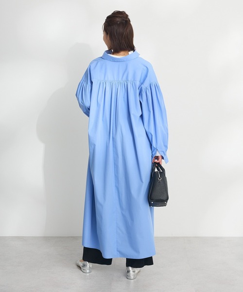 CRAFT STANDARD BOUTIQUE（クラフトスタンダードブティック）の「イージーケアシャツワンピース ◆（シャツワンピース・レディース・オフホワイト/ブルー系その他7/サックスブルー・FREE）」の6枚目の写真